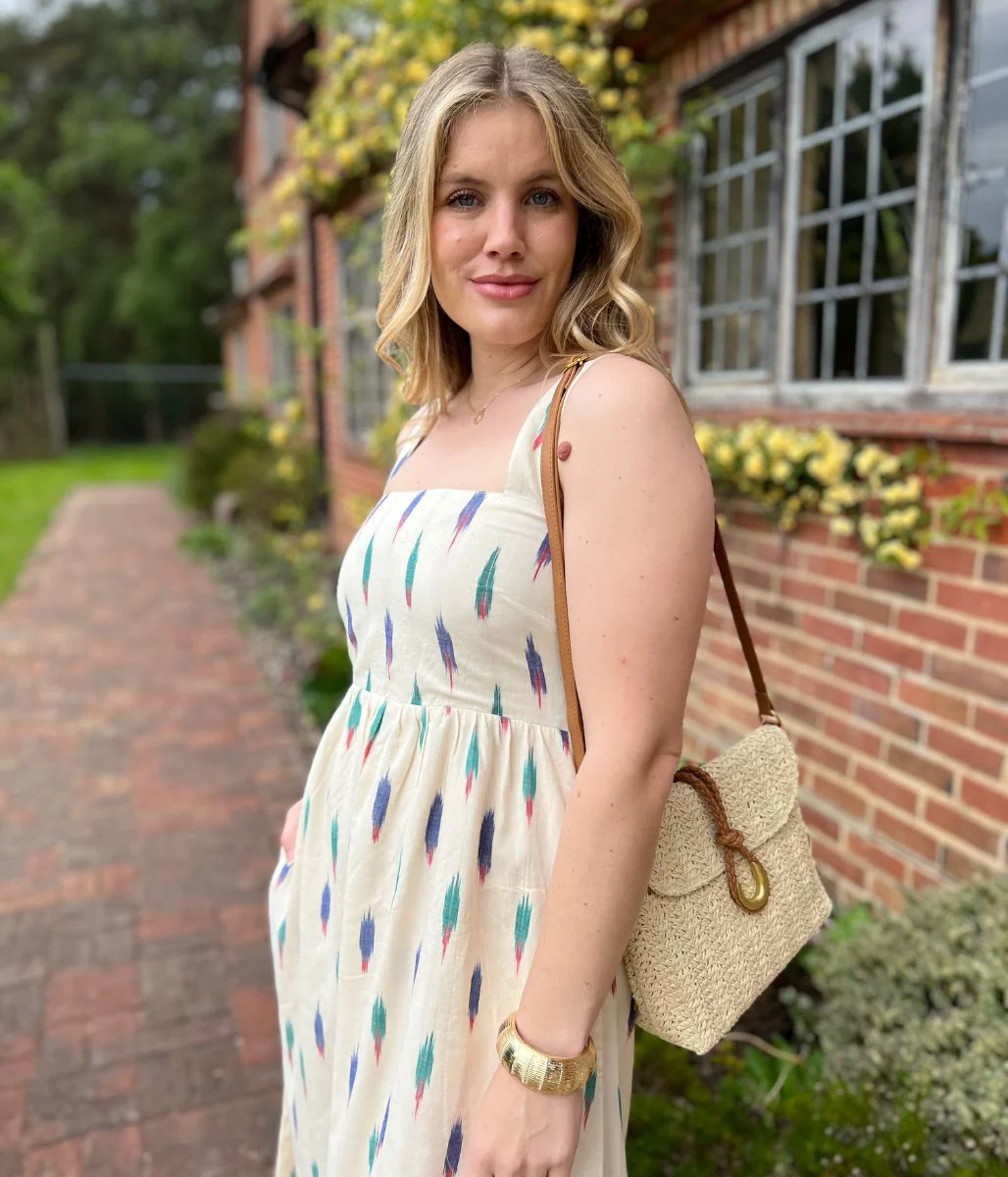 Nomads Ivory Ikat Print Midi Dress - Image 2