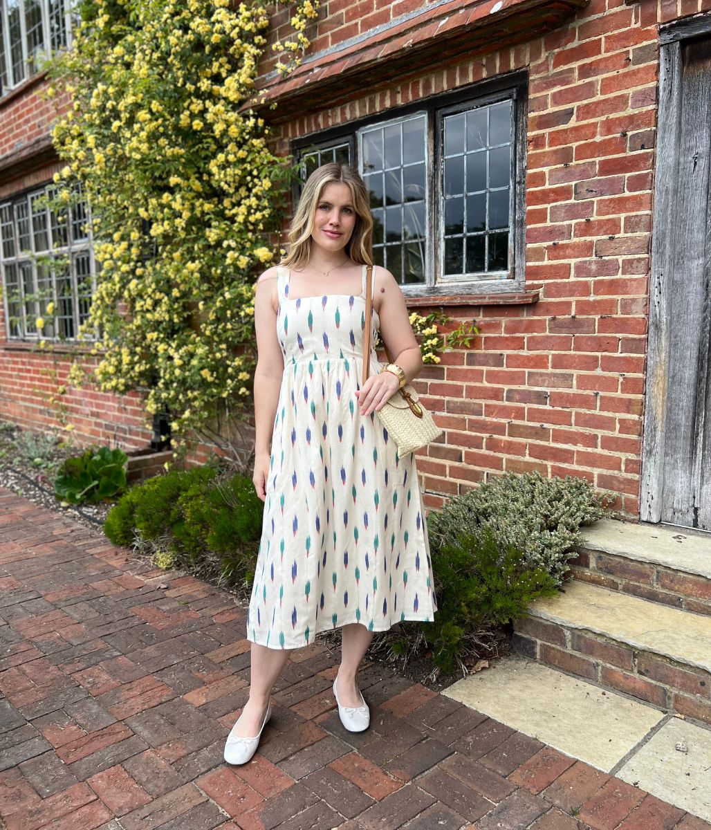 Nomads Ivory Ikat Print Midi Dress - Image 3
