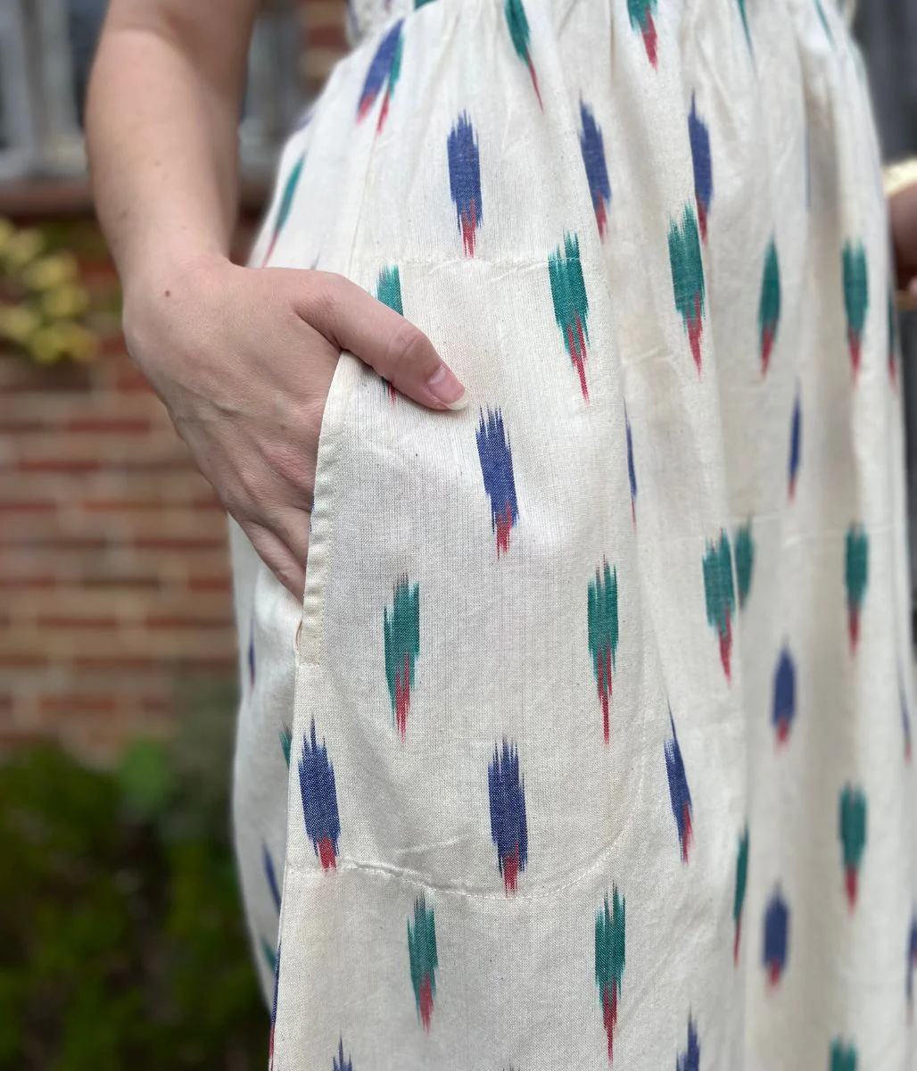 Nomads Ivory Ikat Print Midi Dress - Image 5