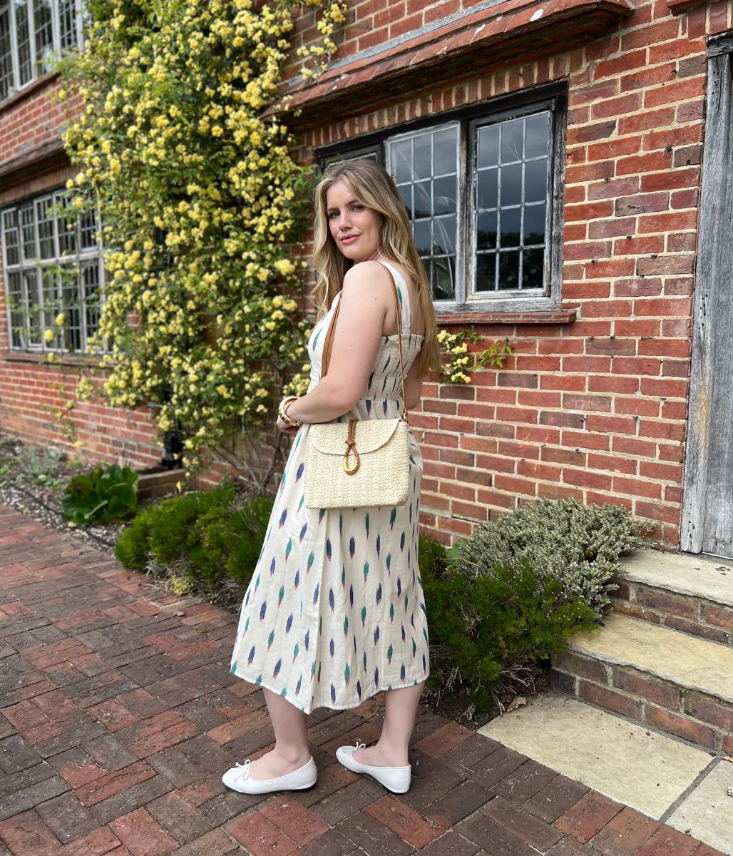 Nomads Ivory Ikat Print Midi Dress - Image 8