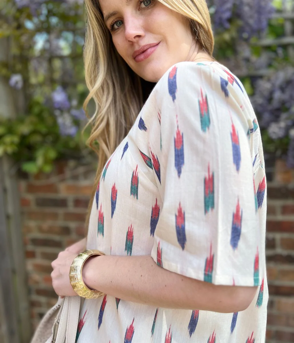 Nomads Ivory Print Cotton Floaty Top - Image 2