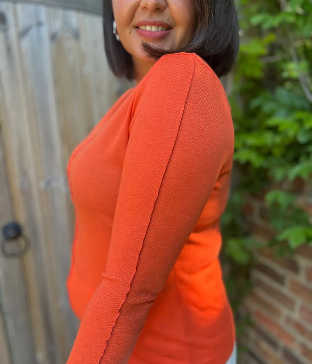 Orange Lyocell Blend Ribbed Top - Image 8