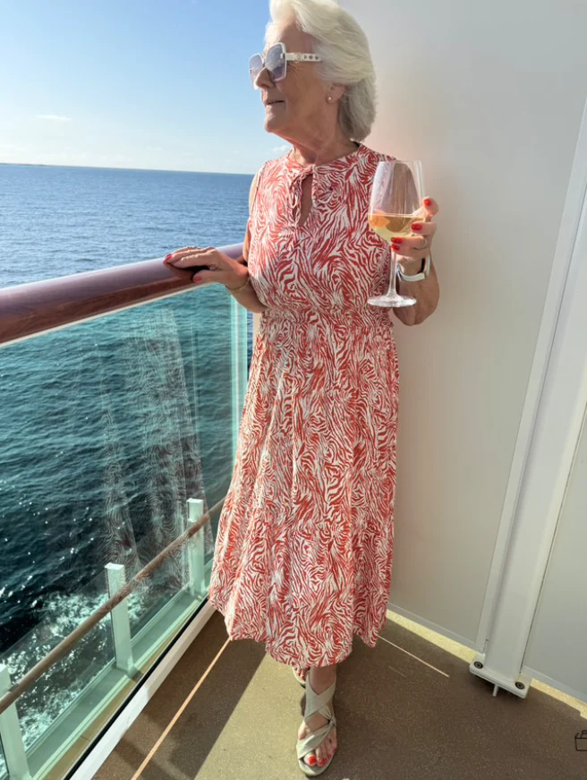Orange Santorini Shirred Waist Midi Dress - Image 3