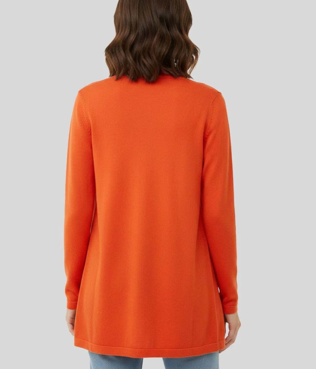 Orange Scallop Edge Open Cardigan - Image 4