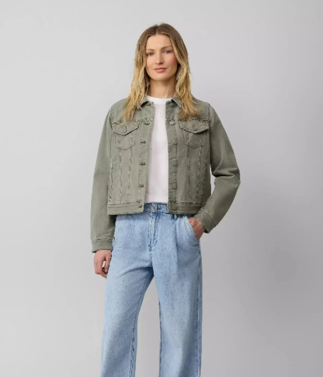 Pale Green Stretchy Denim Jacket - Image 3