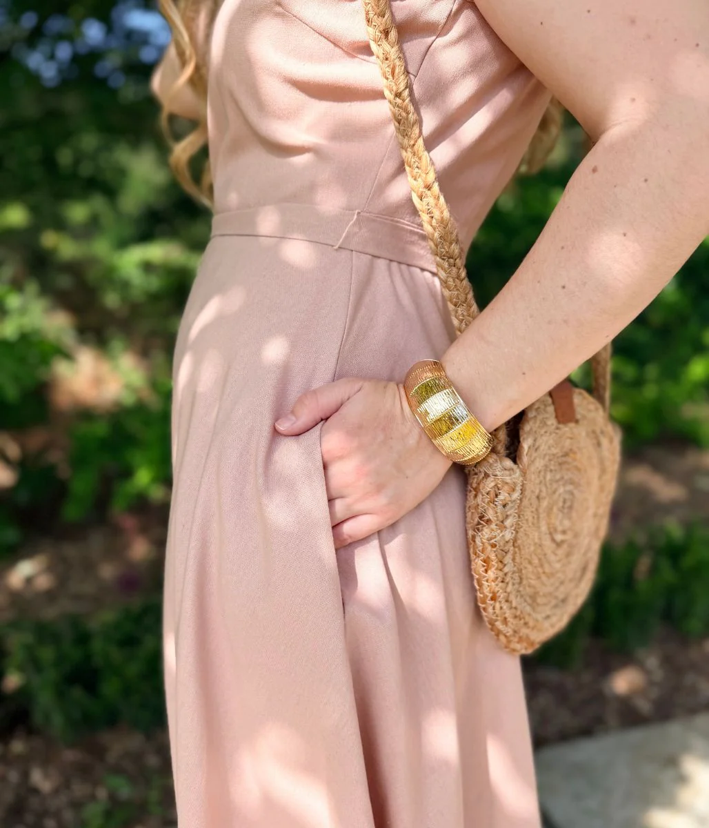 Pale Pink Sleeveless Belted Linen Blend Midi Dress - Image 2