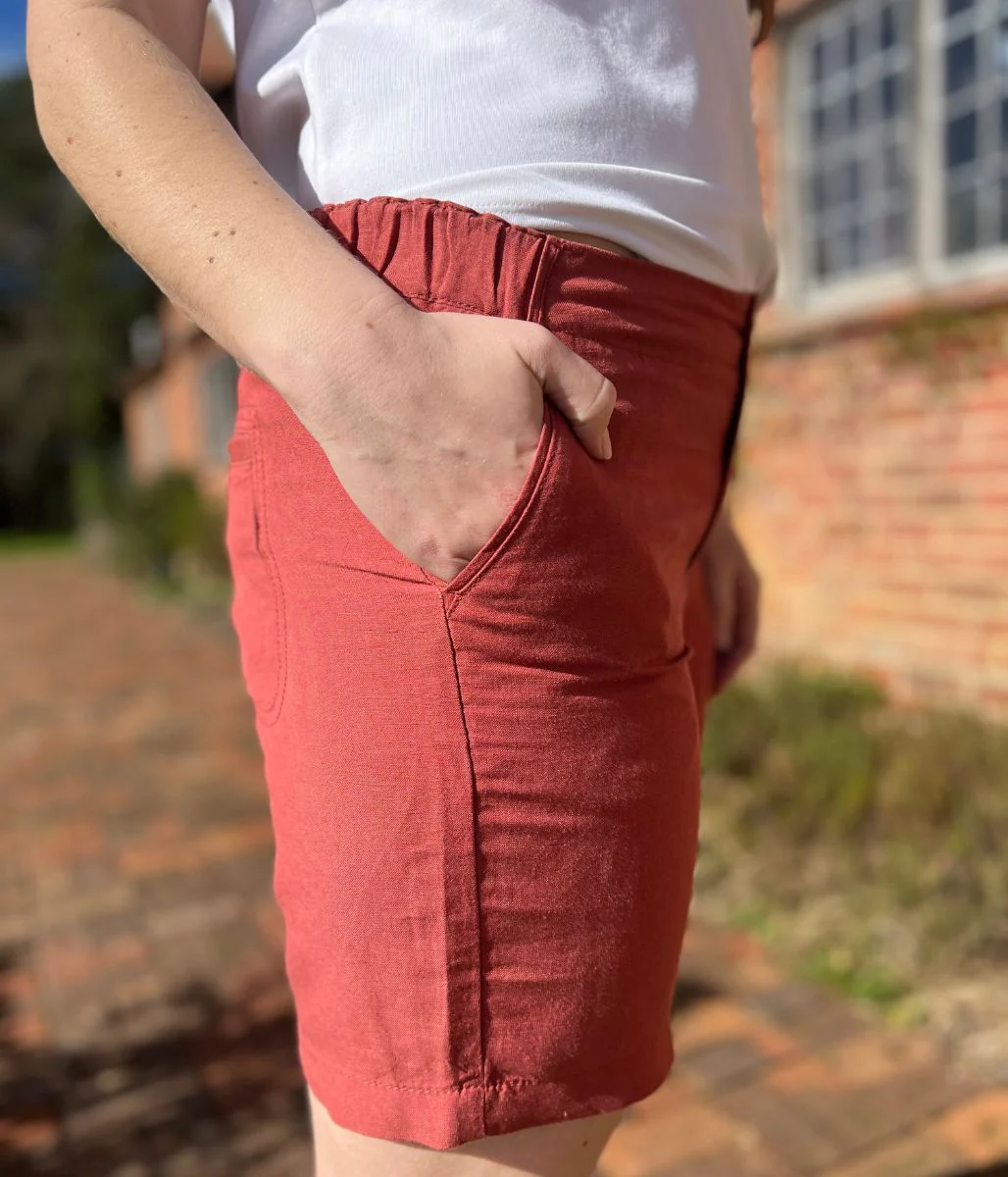 Paprika Linen Blend Shorts - Image 3