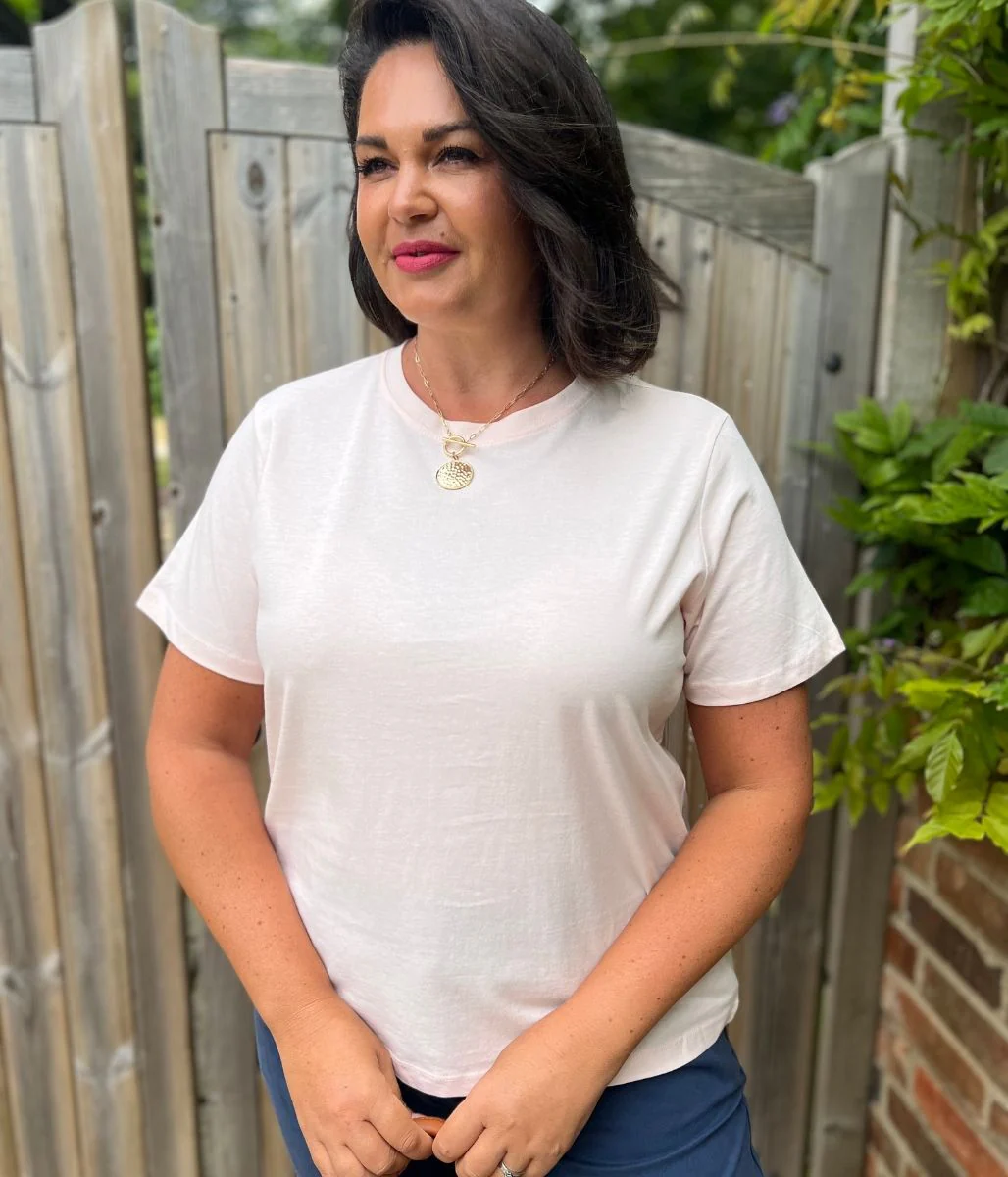 Pastel Pink Straight Fit Cotton Tee - Image 3