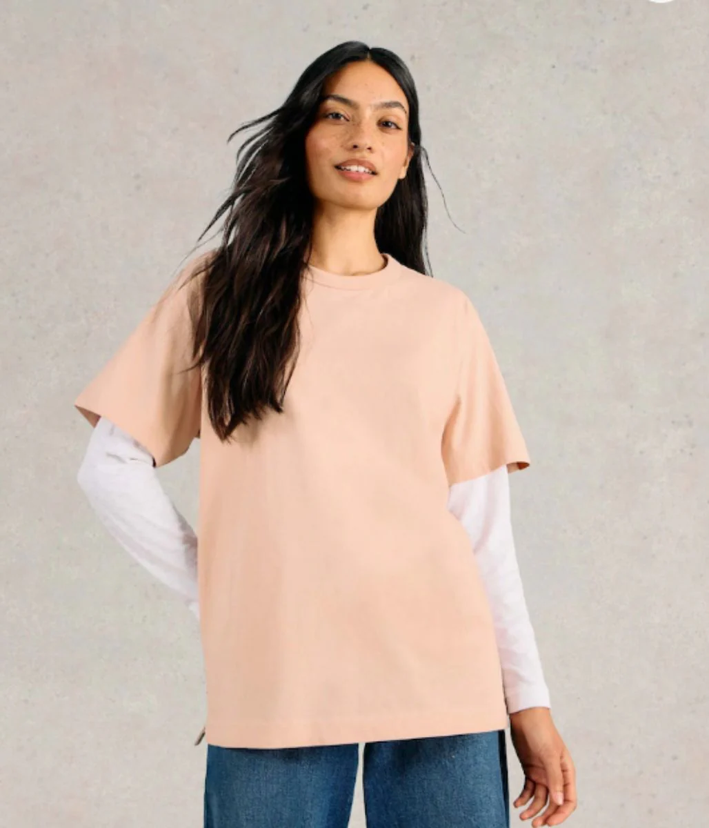 Pink Cotton Relaxed Graphic T Shirt - Image 2