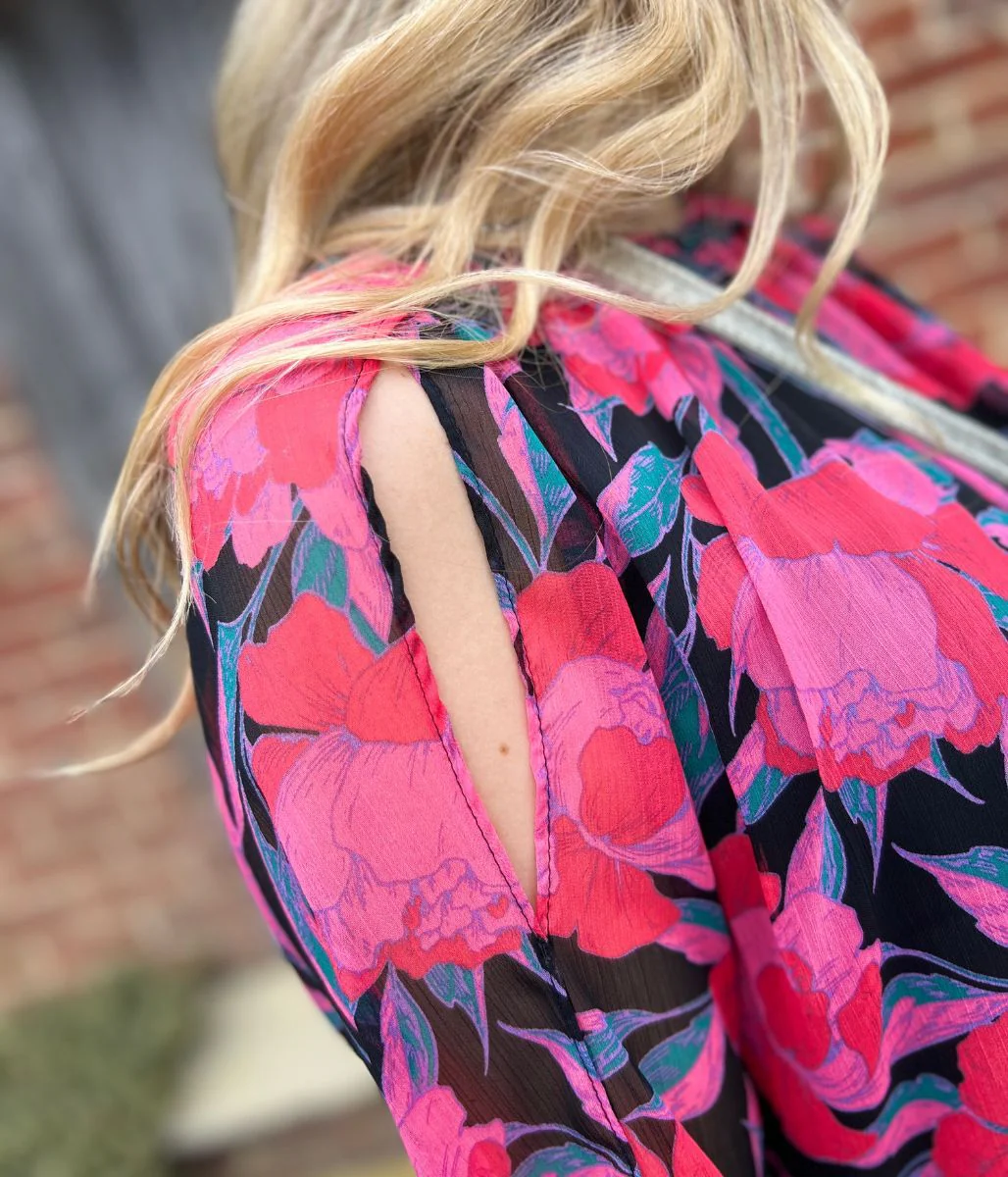 Pink Floral Chiffon Layered Top - Image 3
