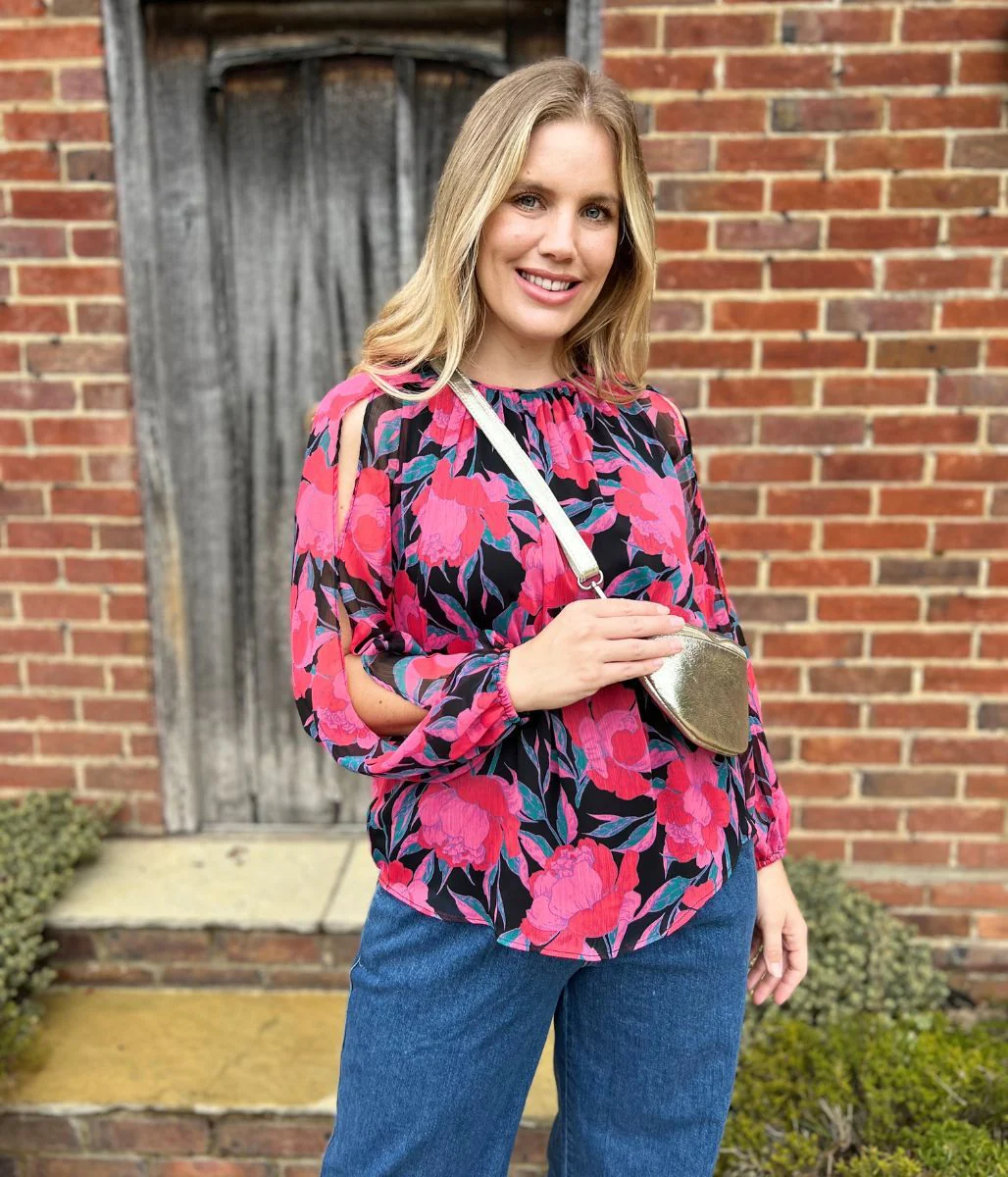 Pink Floral Chiffon Layered Top - Image 7