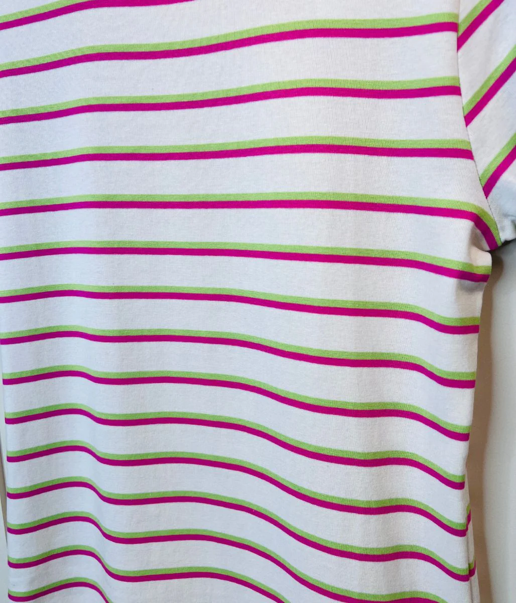 Pink & Green Stripe Cap Sleeve Tee - Image 5