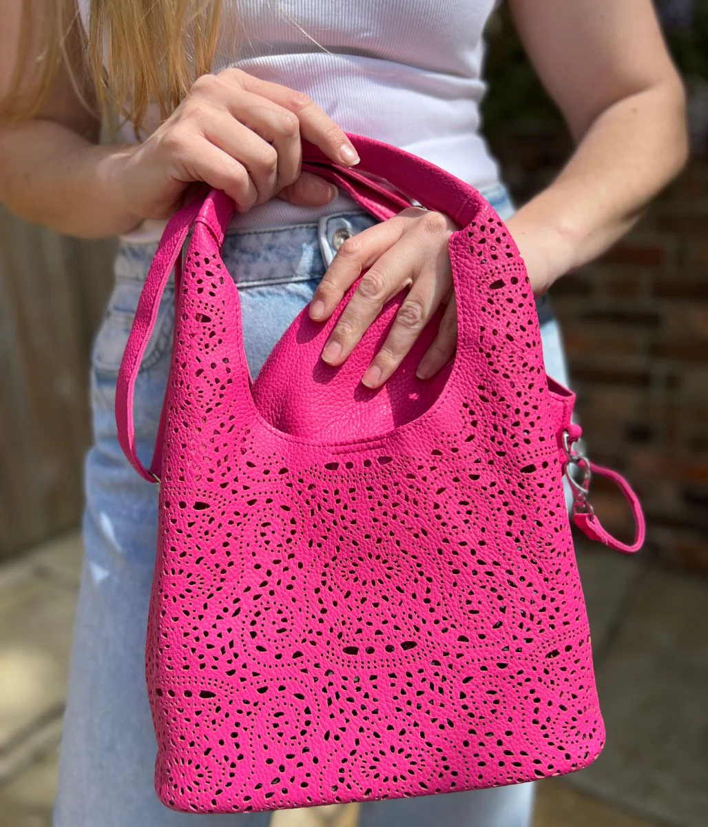 Pink Lace Pattern Tote Handbag - Image 5