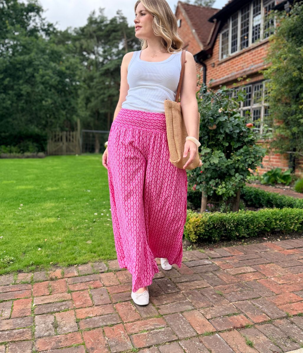 Pink Mandala Wide Leg Palazzo Trousers - Image 3