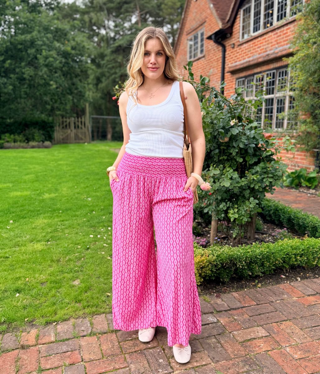 Pink Mandala Wide Leg Palazzo Trousers - Image 5