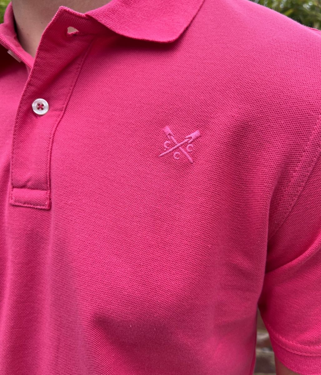Pink Mens Classic Cotton Polo Shirt - Image 3