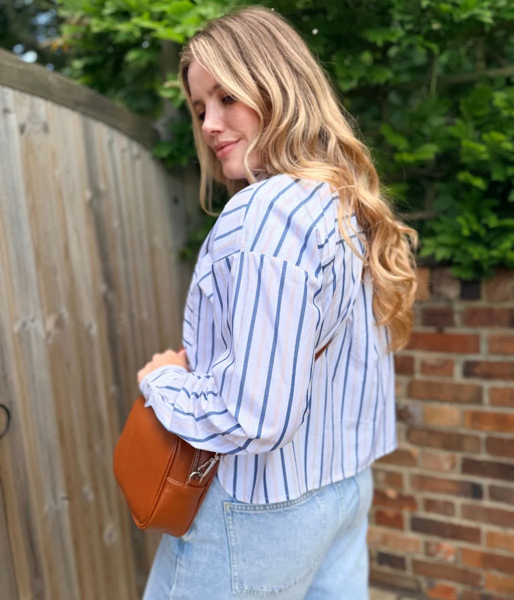 Pink & Navy Striped Poplin Modern Shirt - Image 3