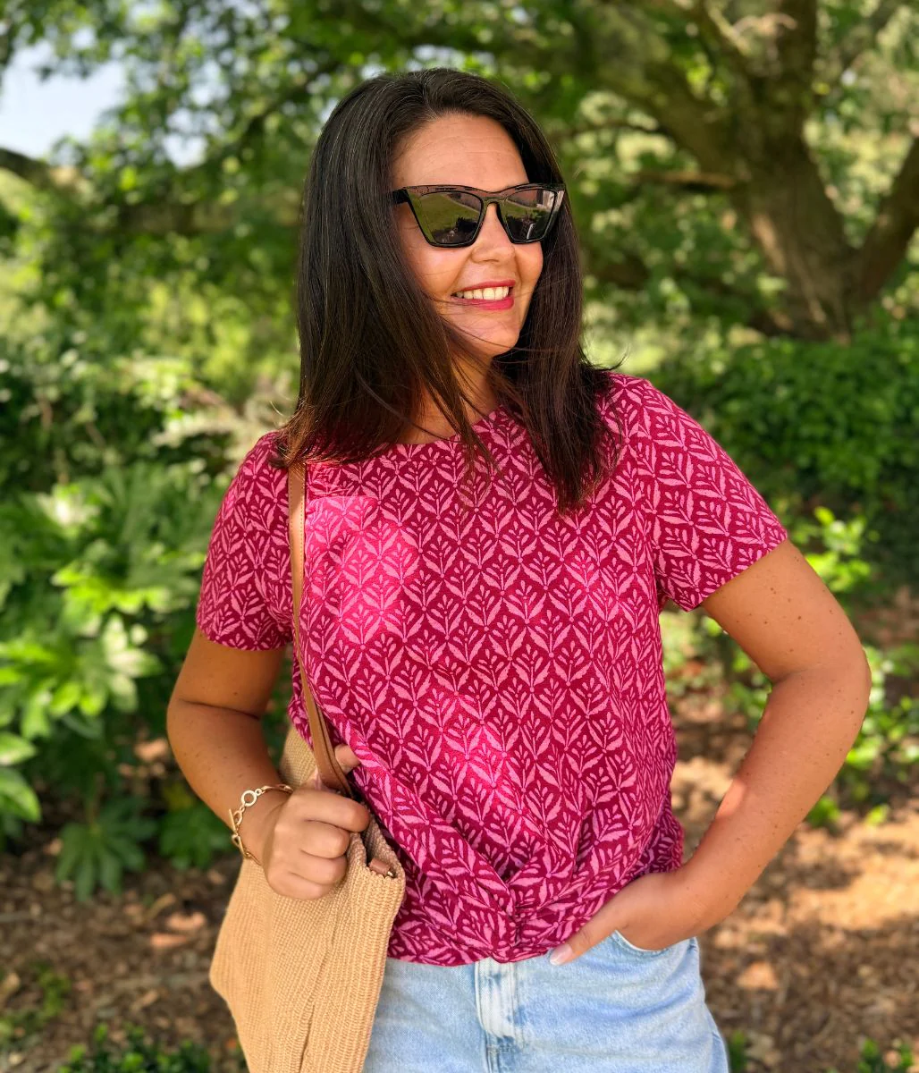 Pink Print Twist Front Top - Image 6