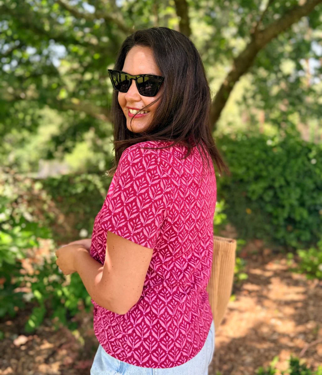 Pink Print Twist Front Top - Image 8