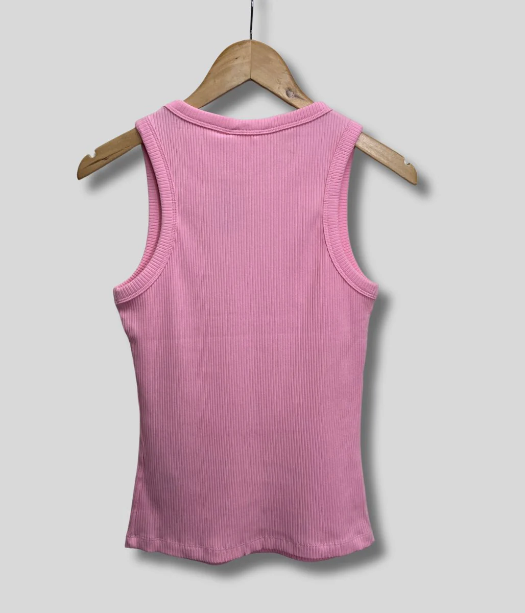 Pink Ribbed Premium Vest Top - Image 2
