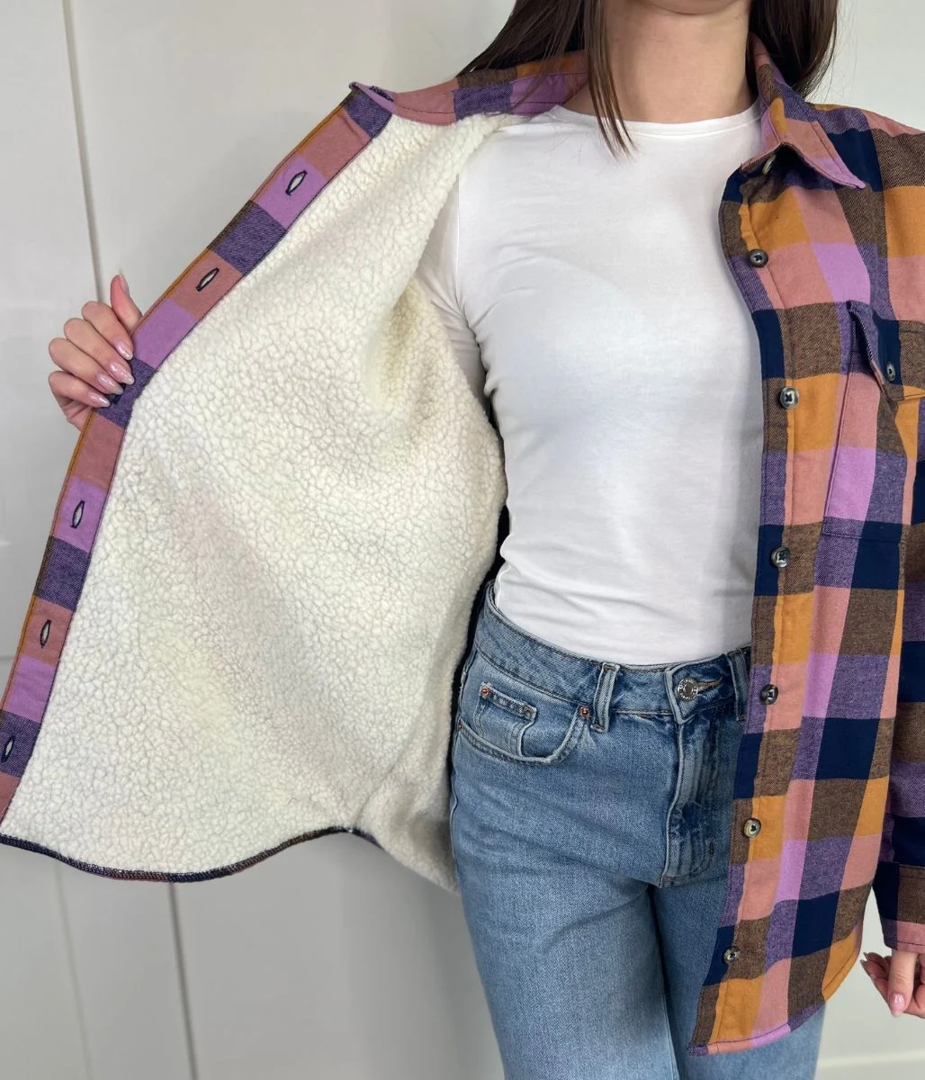 Pink Sherpa Checked Shirt - Image 3