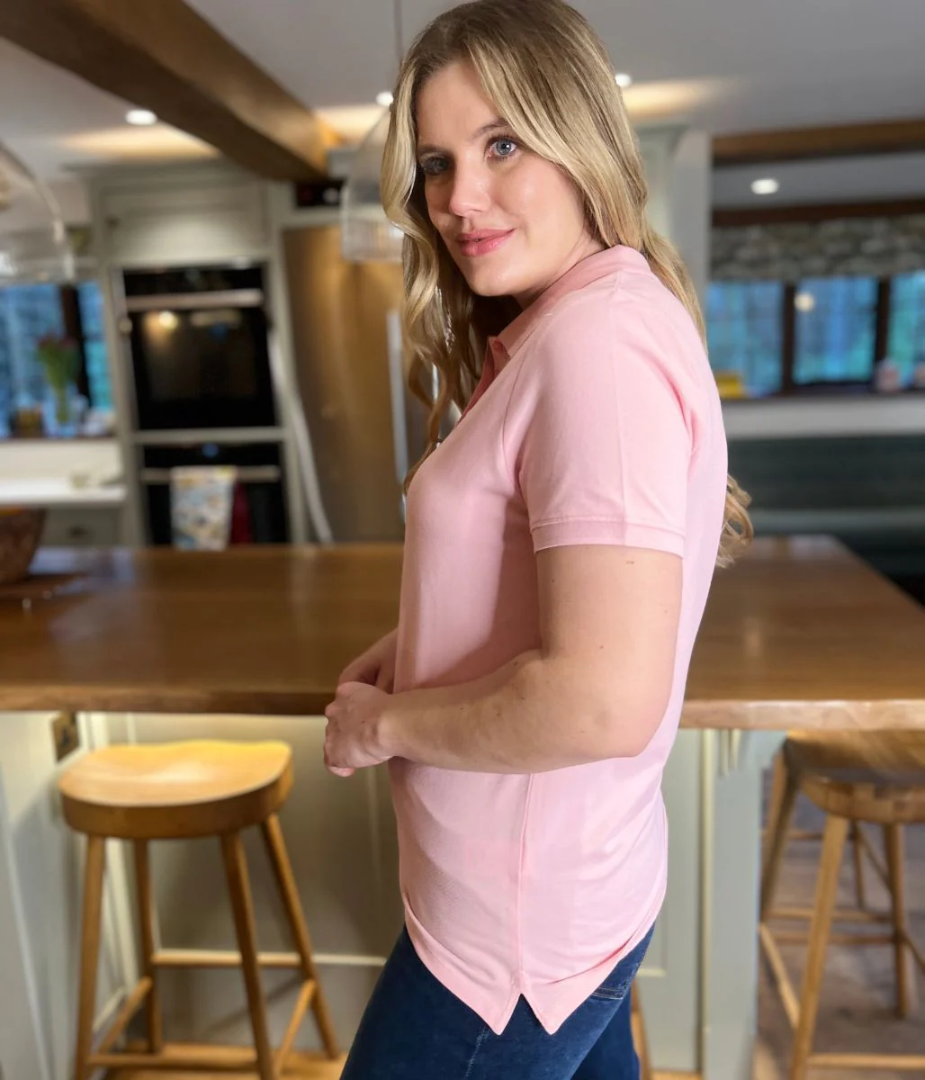 Pink Short Sleeve Logo Polo Shirt - Image 3