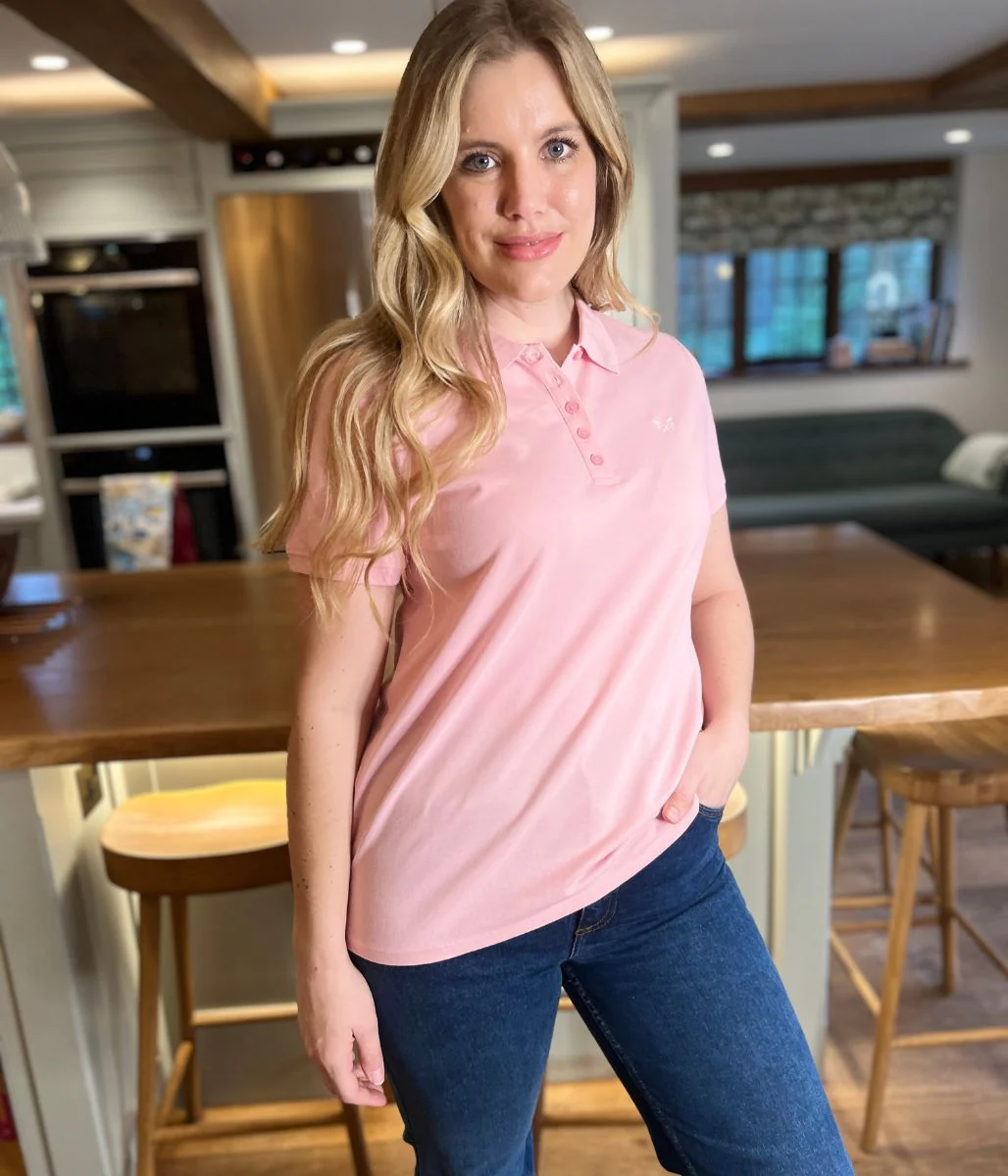 Pink Short Sleeve Logo Polo Shirt - Image 4