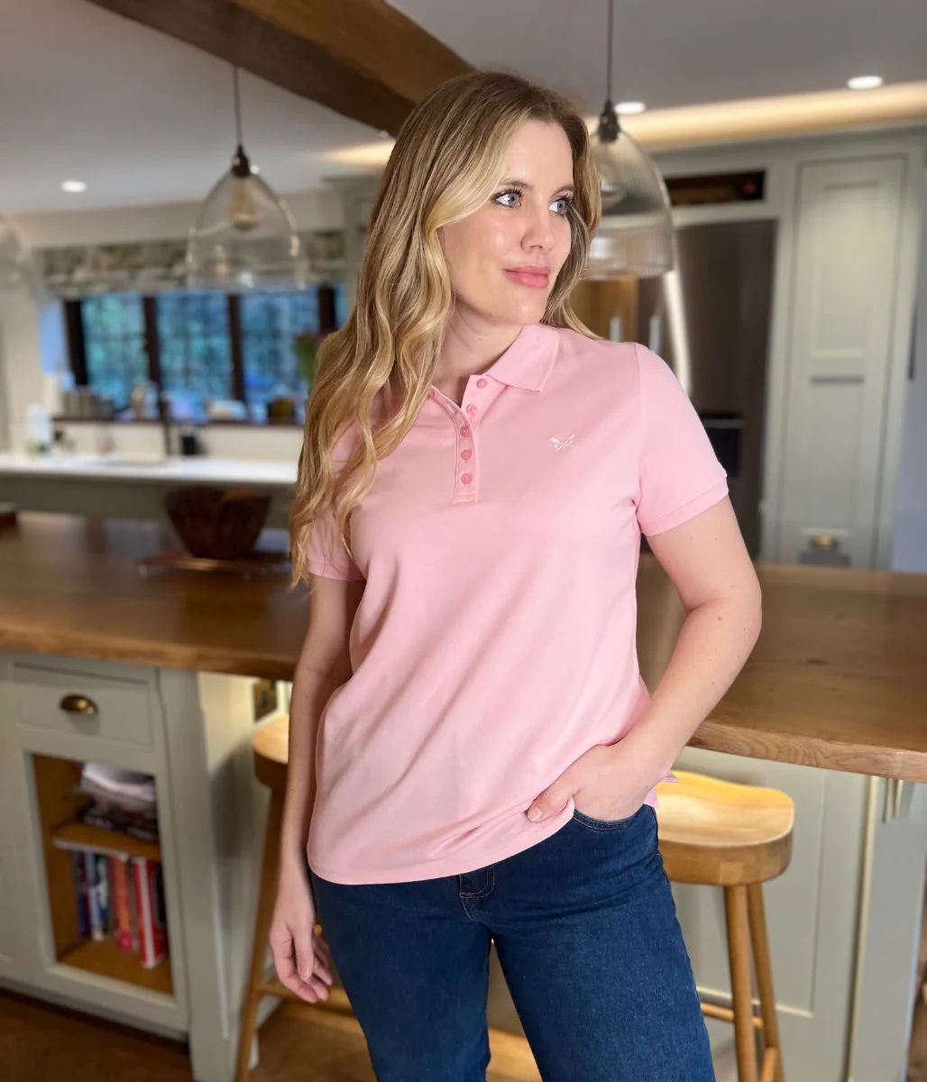 Pink Short Sleeve Logo Polo Shirt - Image 7