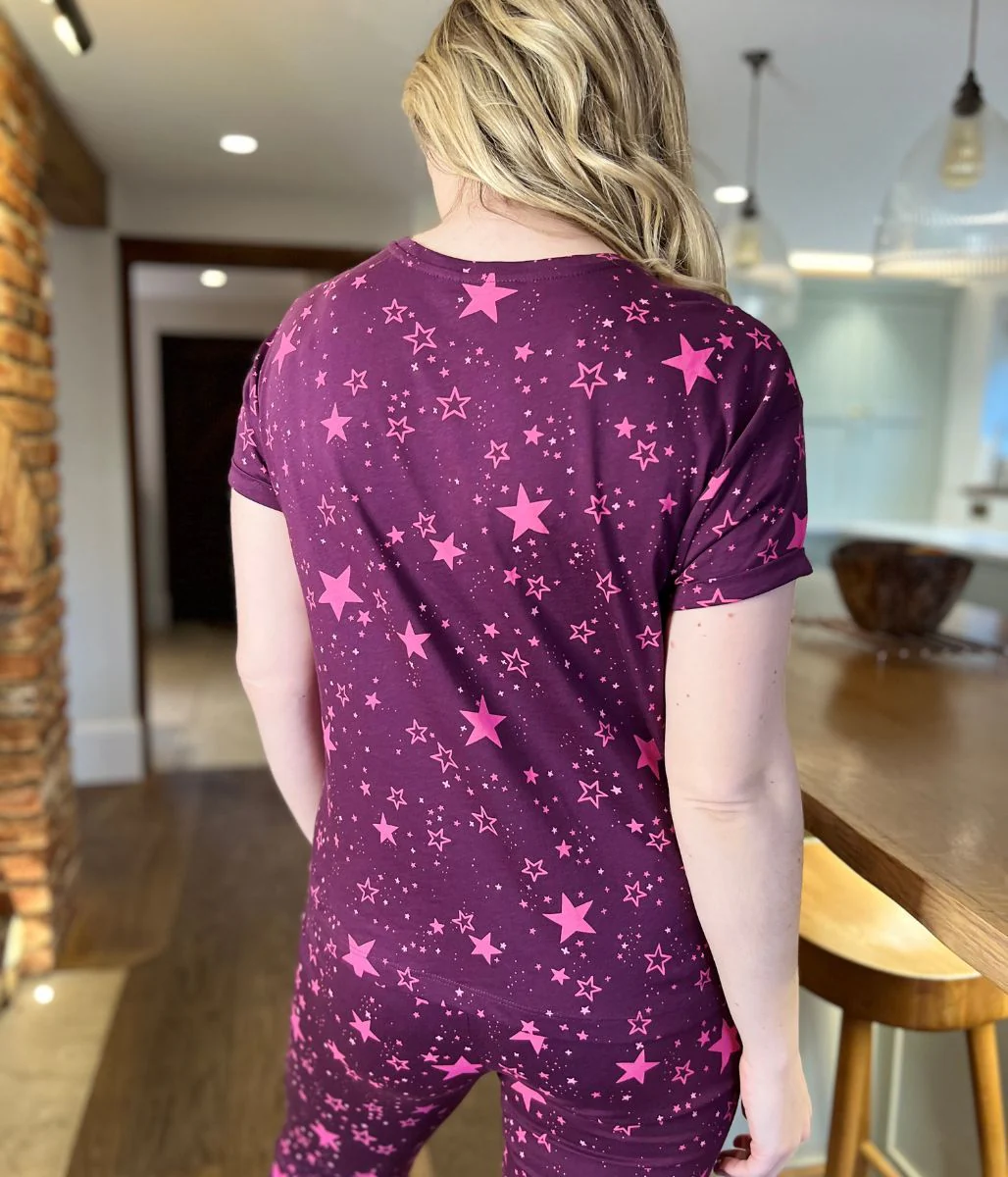 Pink Star Cotton Printed Cropped Pyjama Set - Image 7