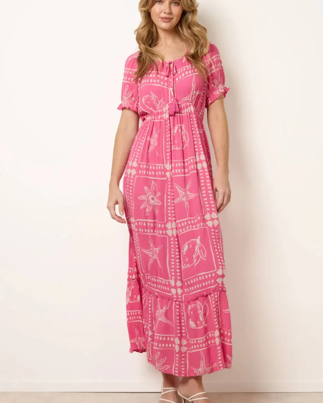 Pink Starfish Print Maxi Dress - Image 4
