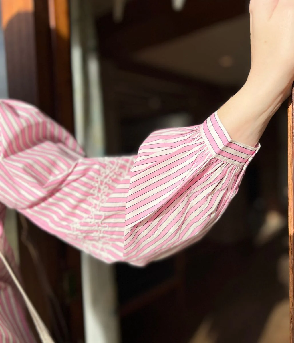 Pink Striped Embroidered Shirt - Image 11