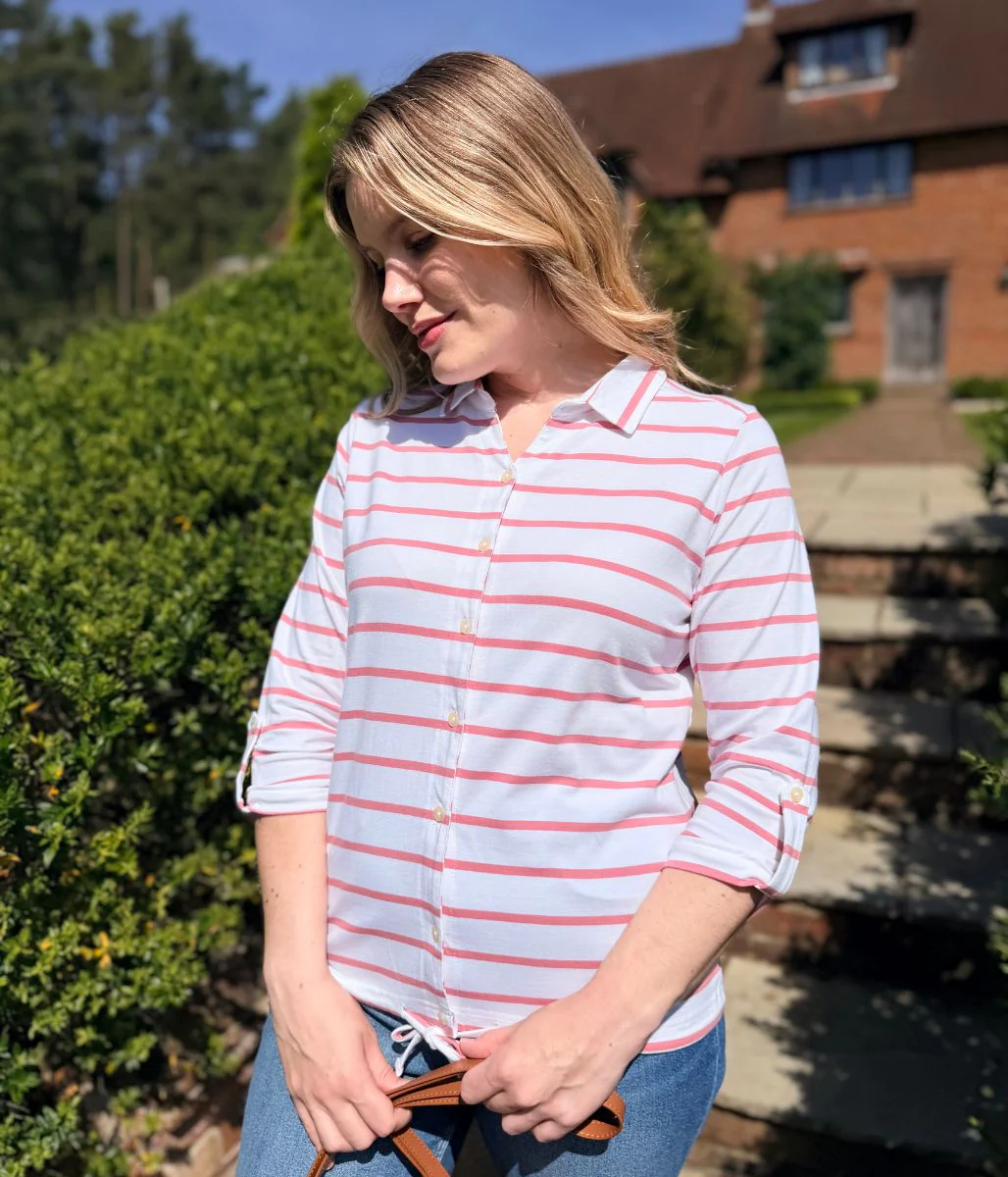 Pink Striped Joni Cotton Shirt - Image 3