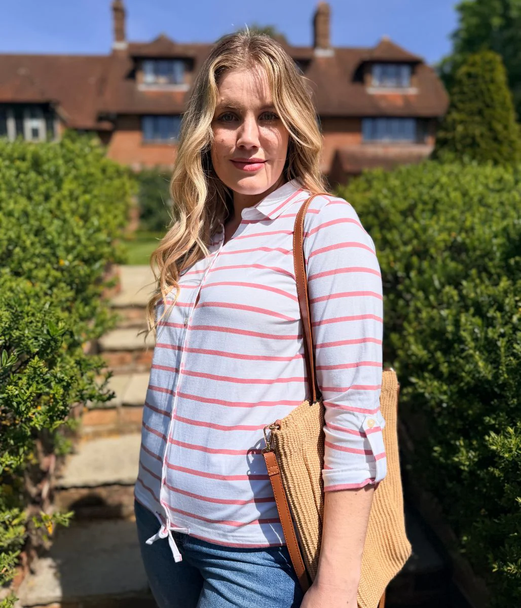 Pink Striped Joni Cotton Shirt - Image 8