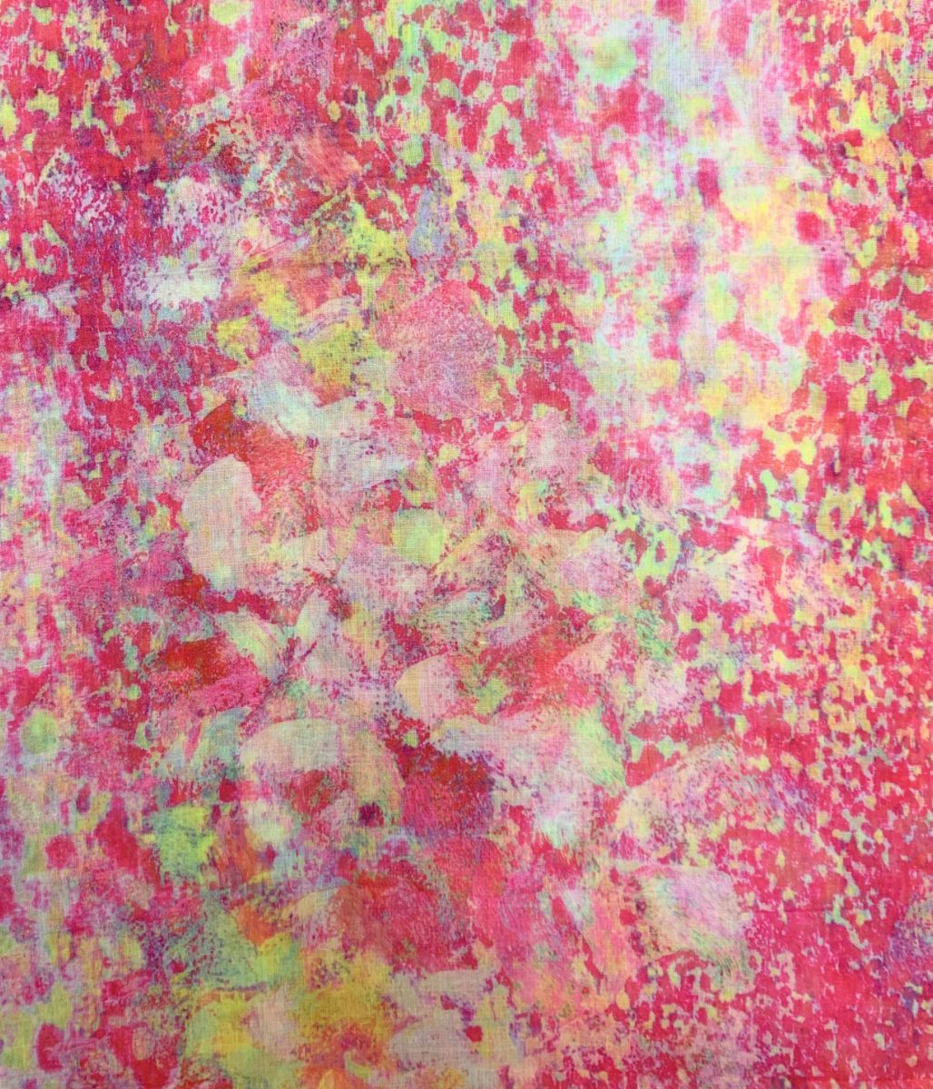 Pink Watercolour Print Cotton Blend Scarf - Image 4