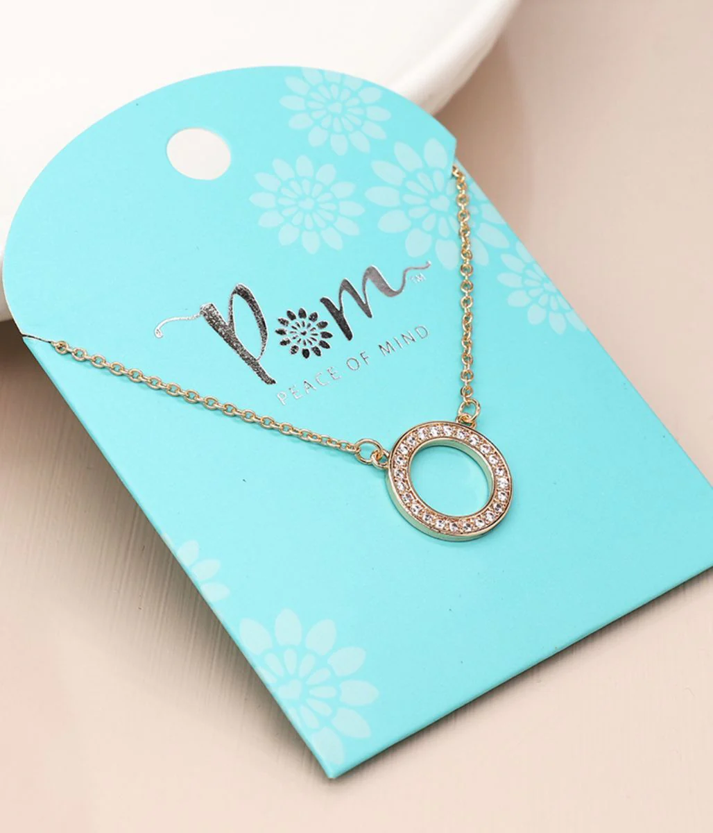 POM Golden Crystal Inset Circle Necklace - Image 4