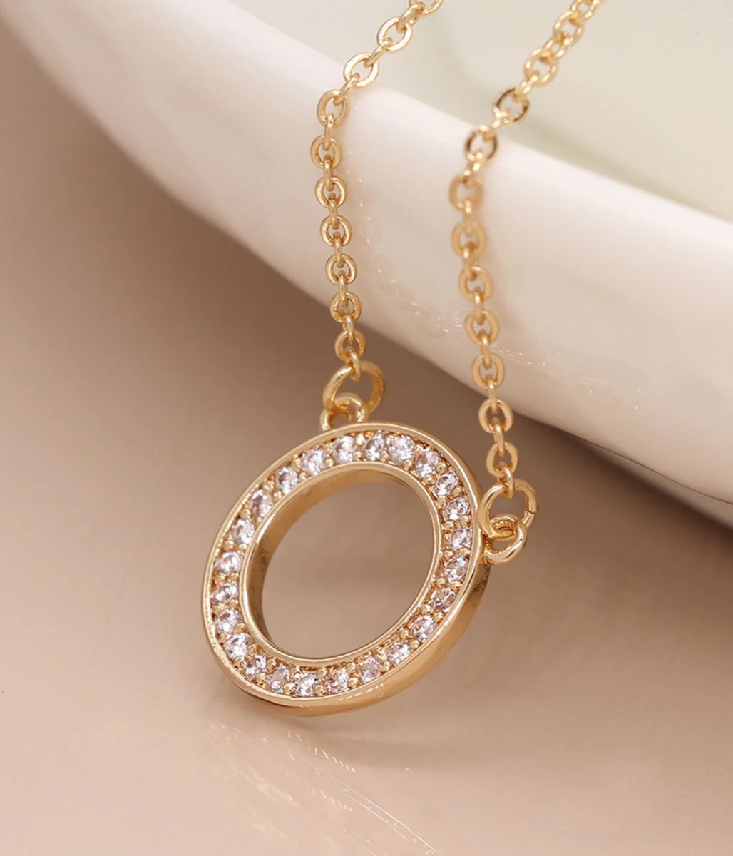POM Golden Crystal Inset Circle Necklace - Image 5