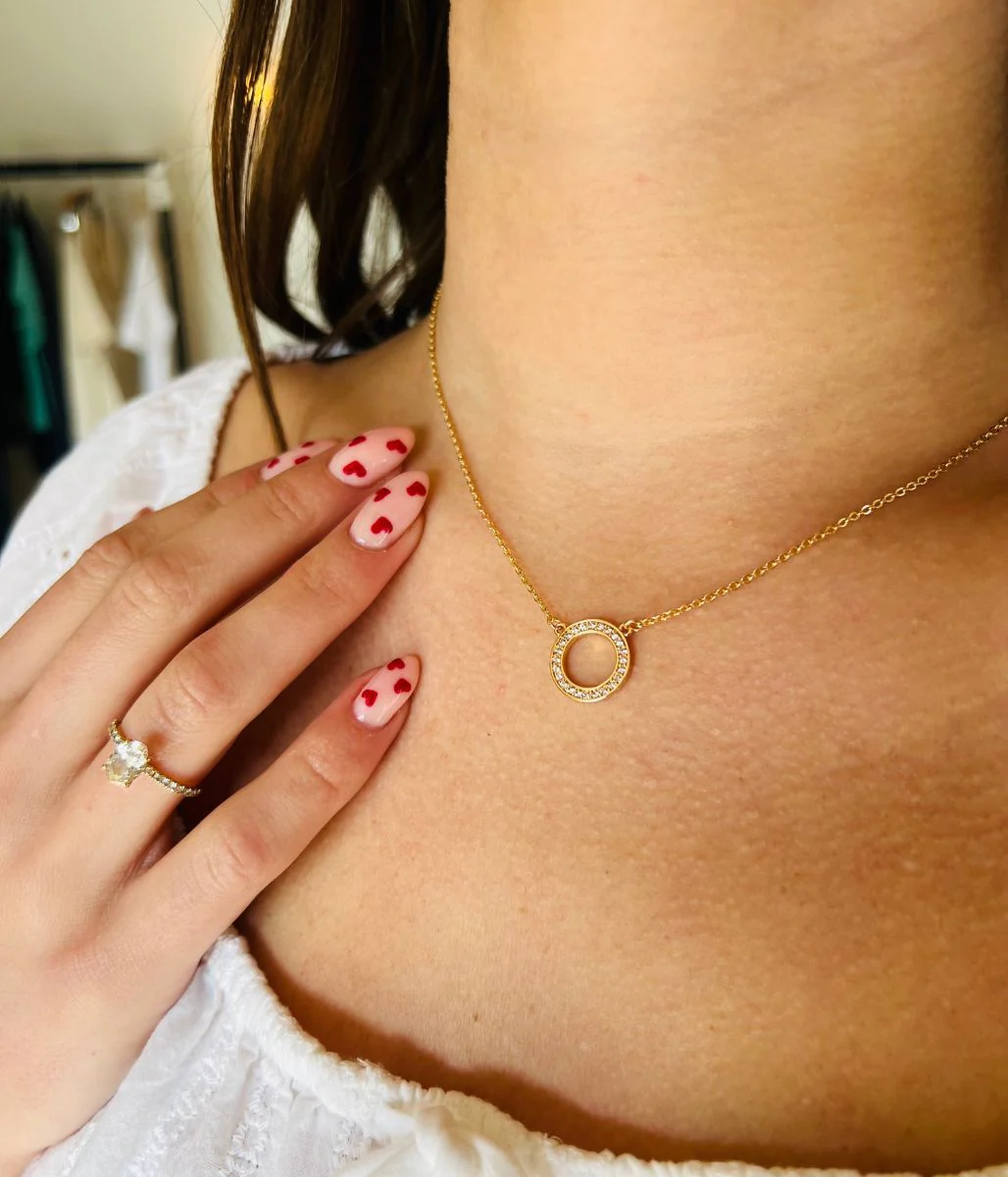 POM Golden Crystal Inset Circle Necklace - Image 6