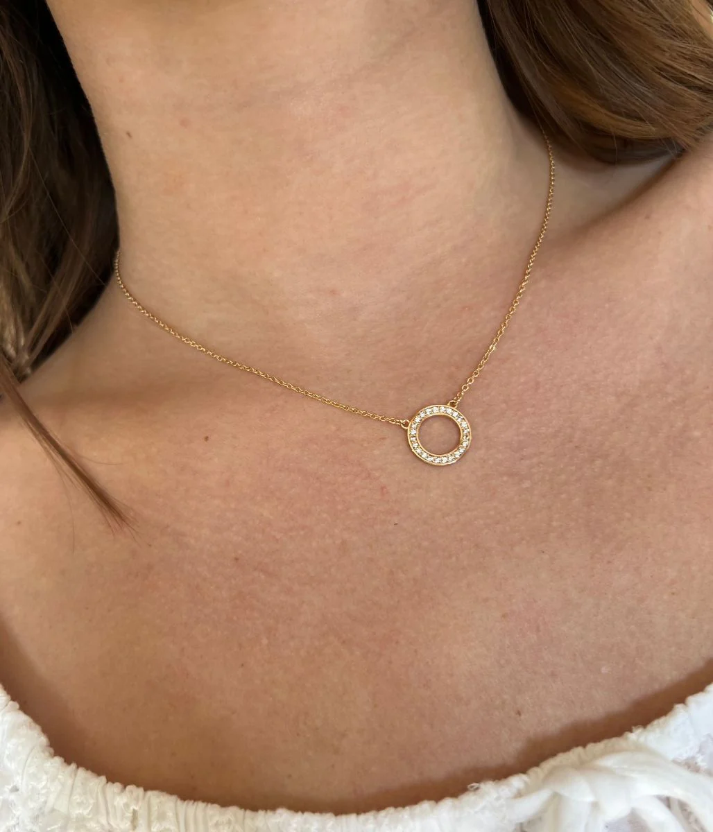 POM Golden Crystal Inset Circle Necklace - Image 7