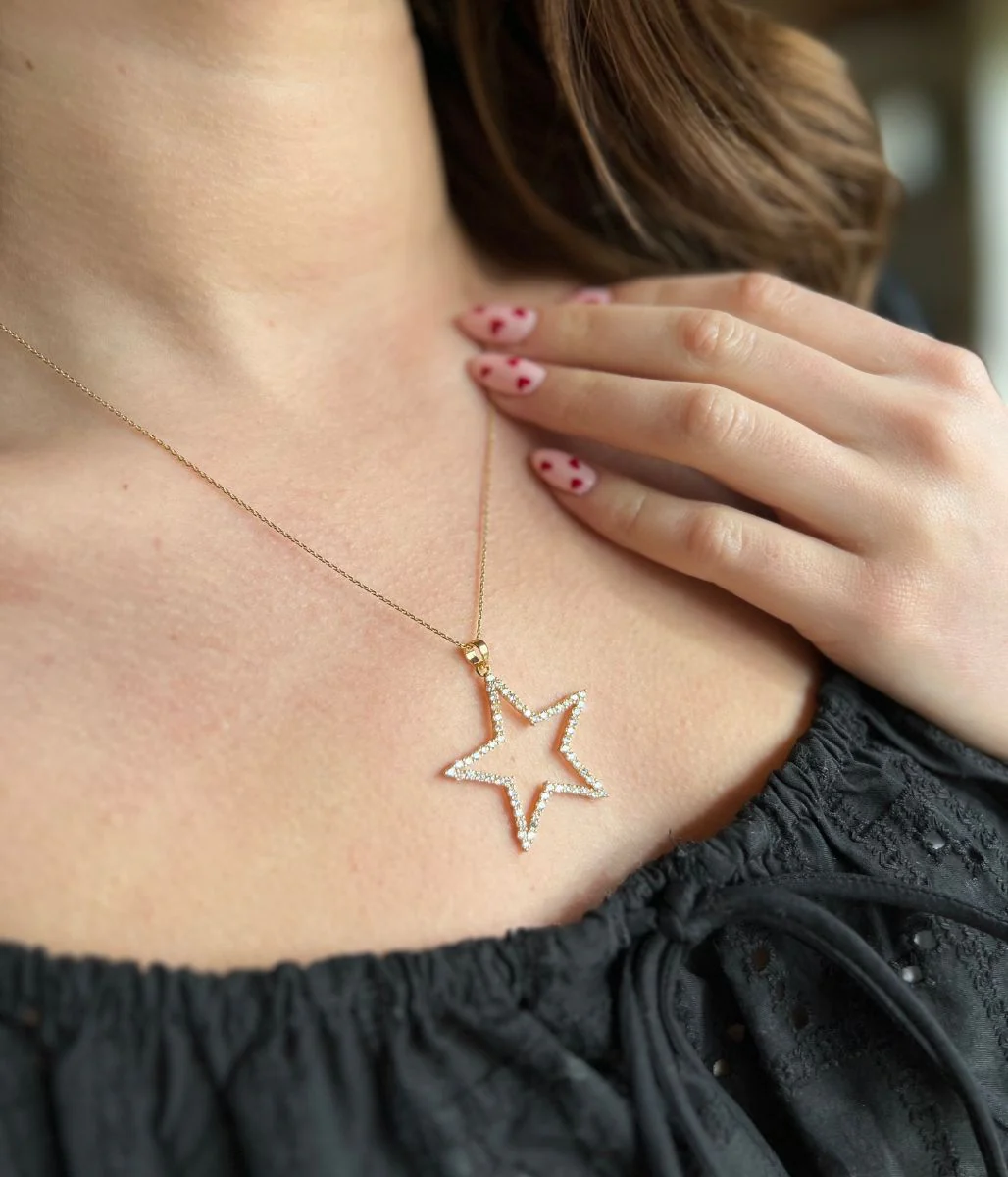 POM Golden Pave Crystal Star Necklace - Image 6
