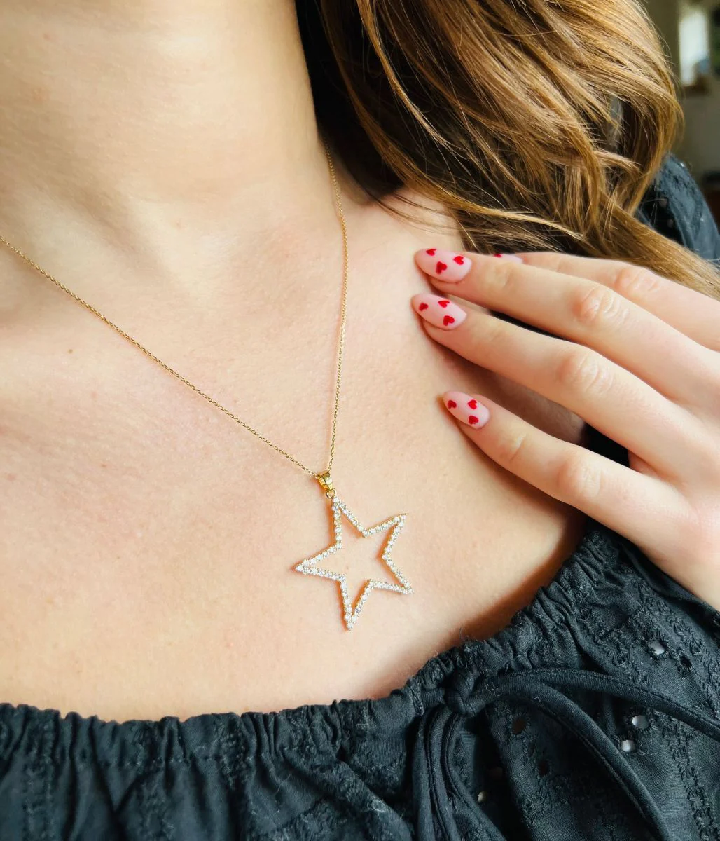 POM Golden Pave Crystal Star Necklace - Image 7