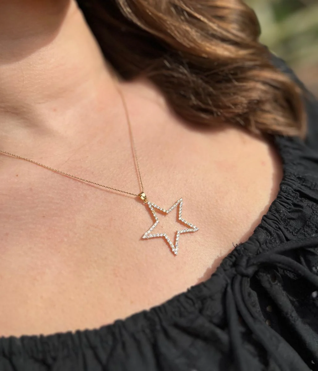 POM Golden Pave Crystal Star Necklace - Image 8