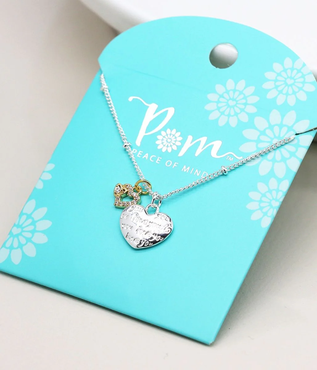 Pom Amelia Gold and Silver Hearts Necklace - Image 3