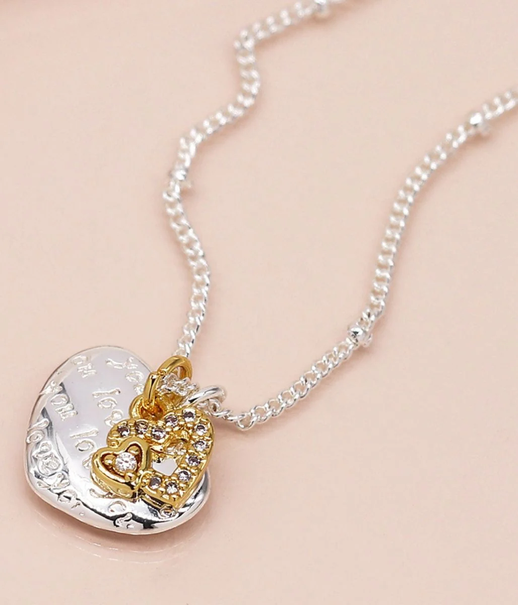 Pom Amelia Gold and Silver Hearts Necklace - Image 5