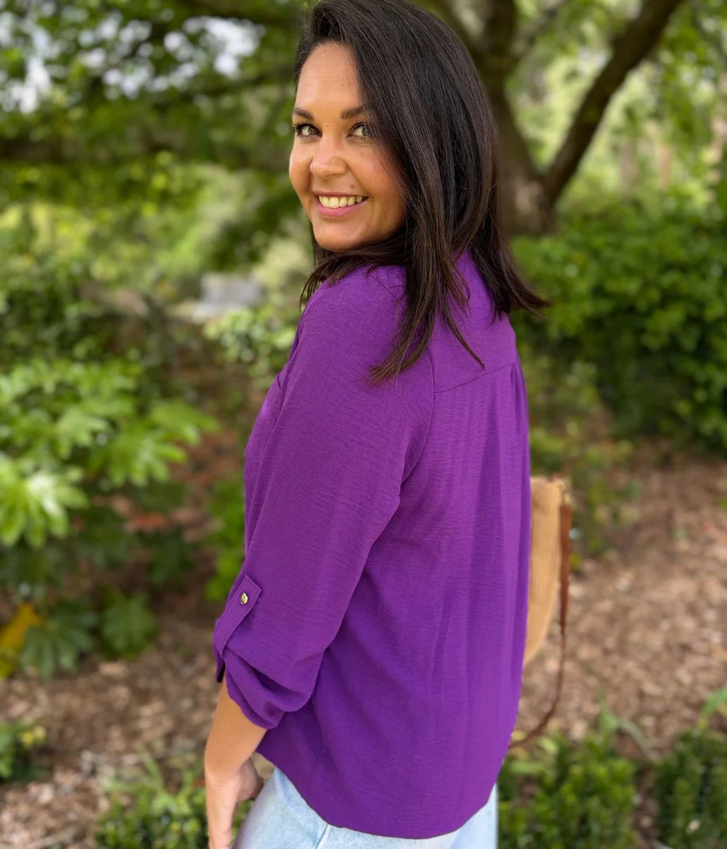 Purple Popover Tunic Blouse - Image 4