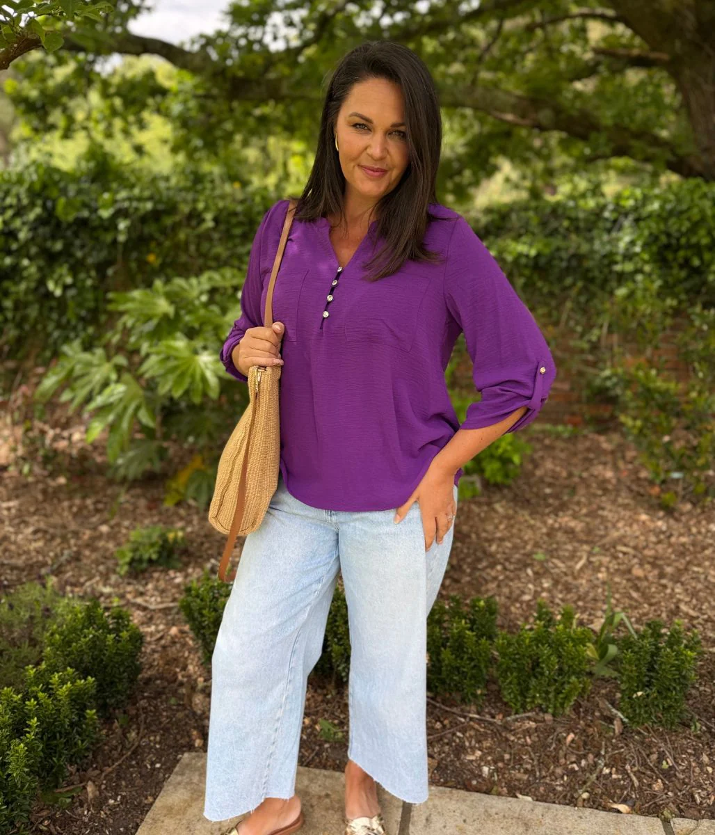 Purple Popover Tunic Blouse - Image 7