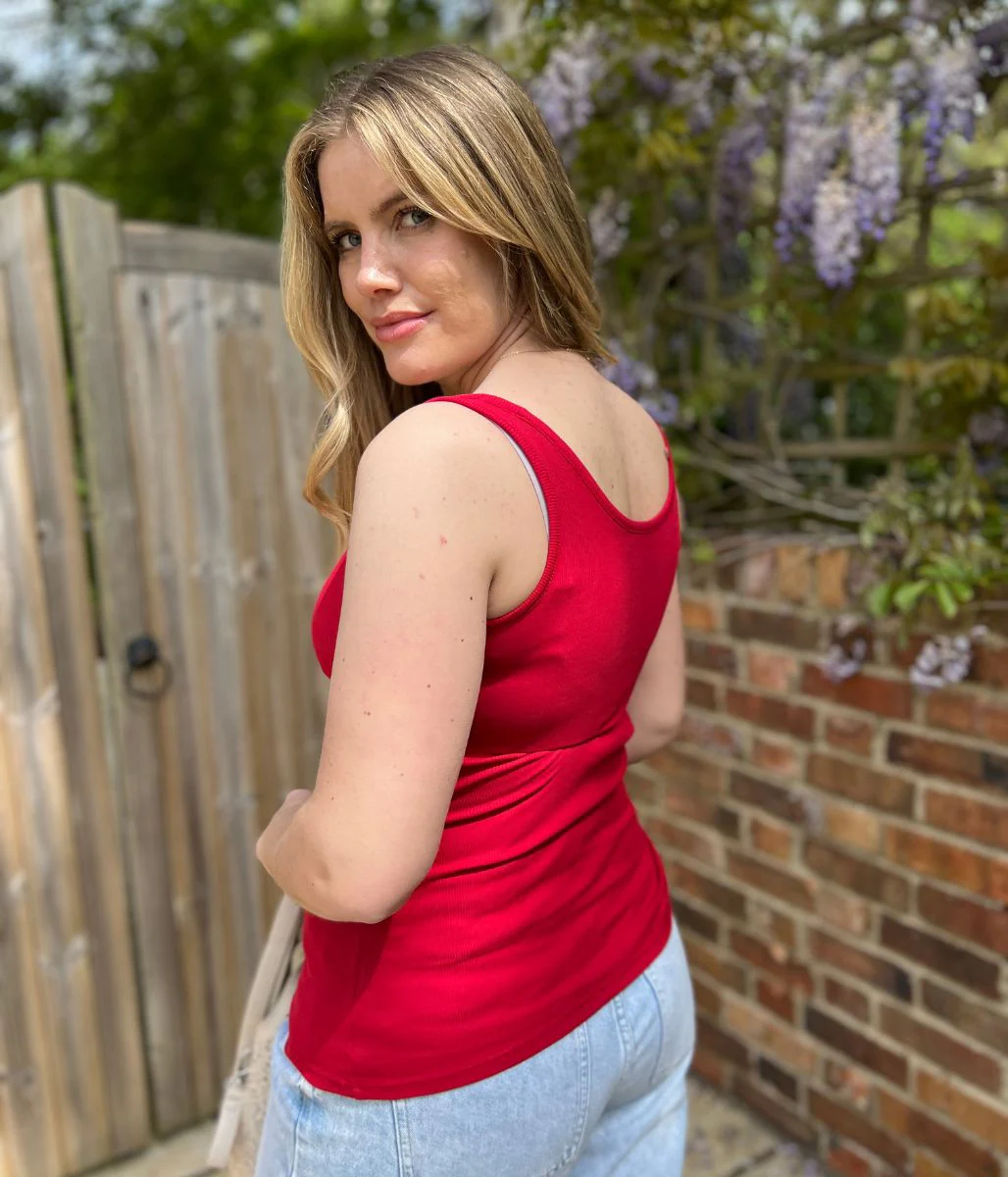 Red Cotton Rich Secret Support Vest Top - Image 2
