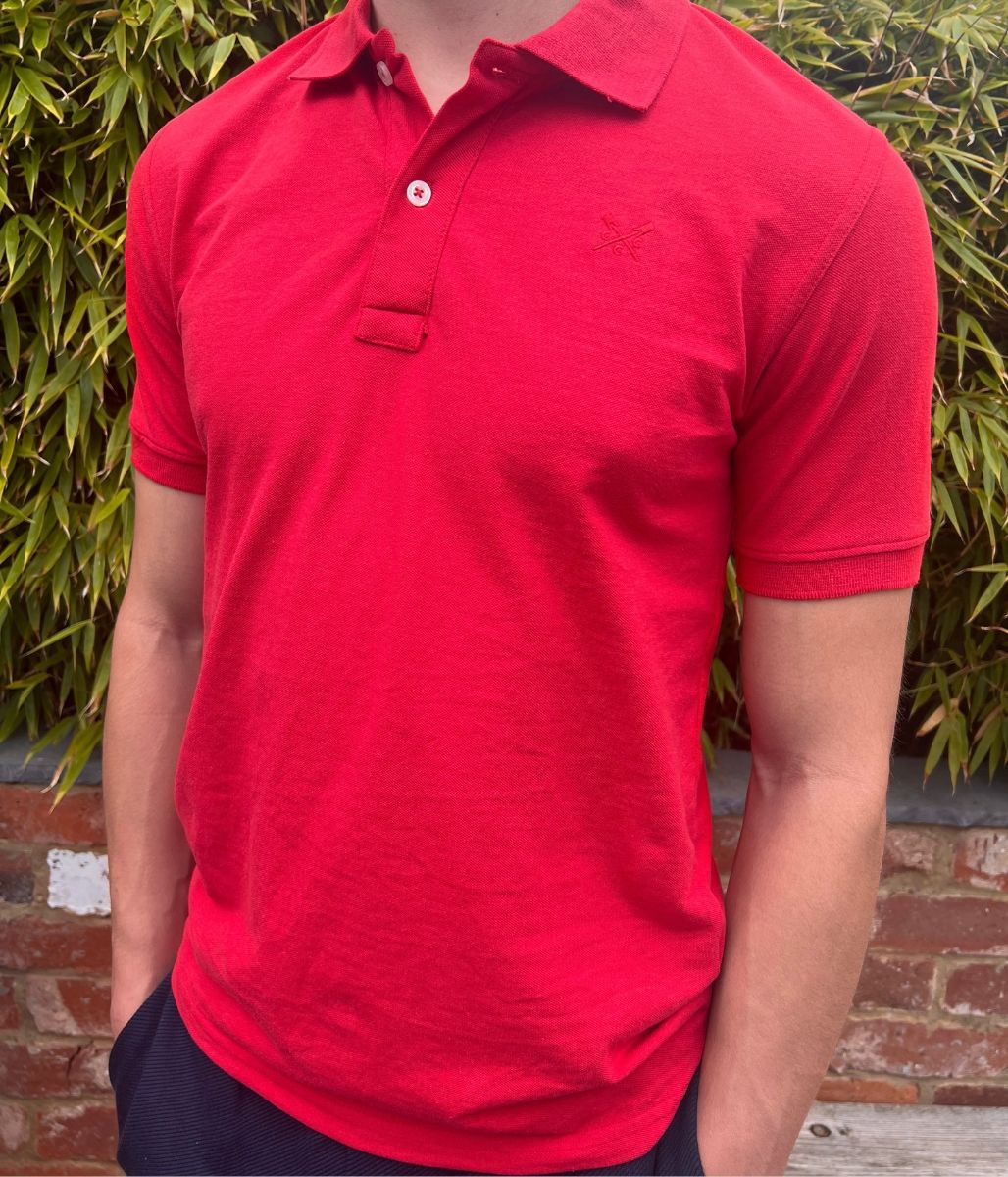 Red Mens Classic Cotton Polo Shirt - Image 3