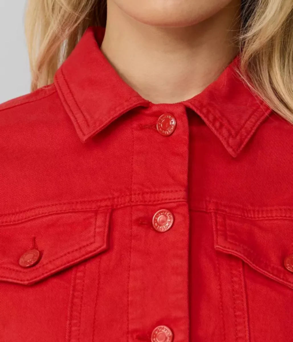 Red Stretchy Denim Jacket - Image 3