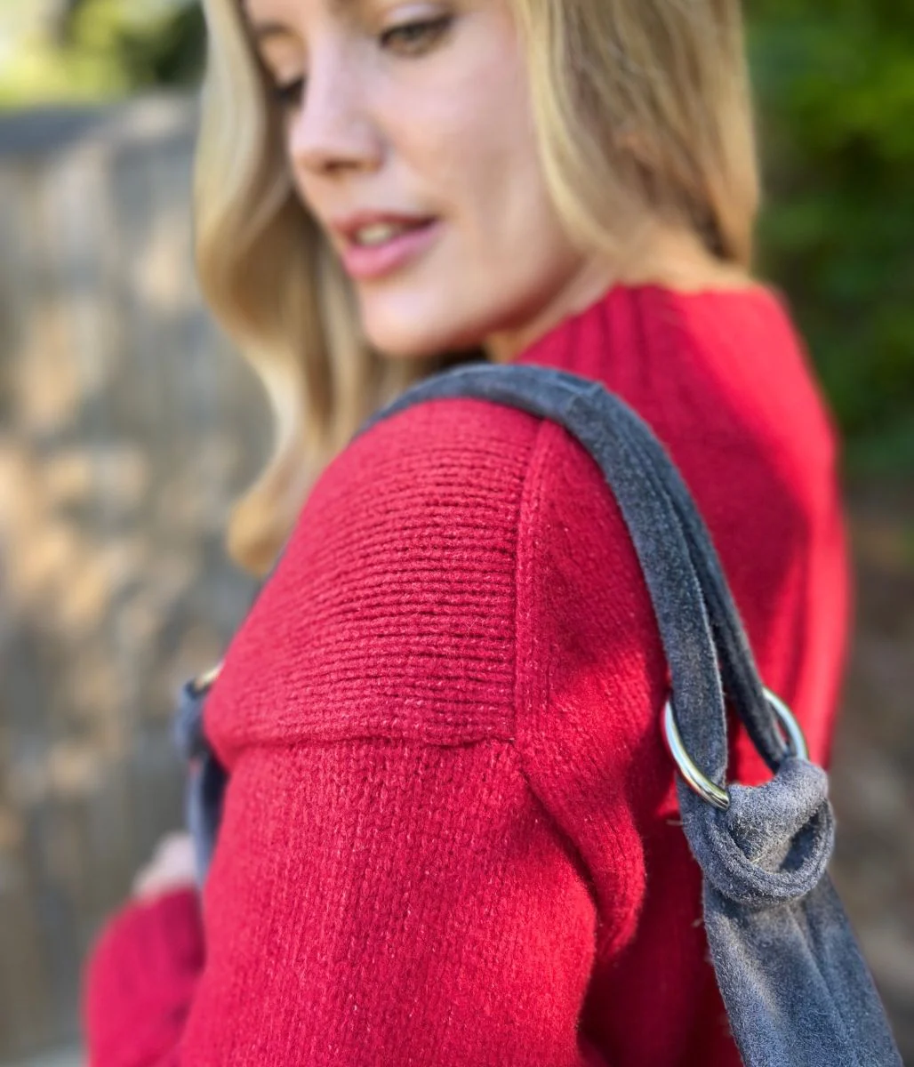 Red V Neck Knitted Jumper - Image 6