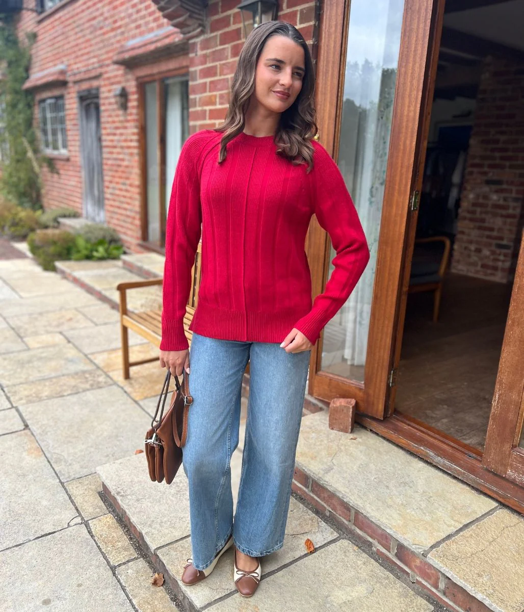 Red Wide Ribbed Jumper - Image 5